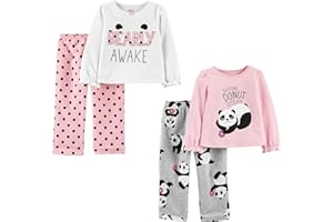 Simple Joys by Carter's Girls 4-Piece Pajama Set (Cotton Top & Fleece Bottom) Pajama Set