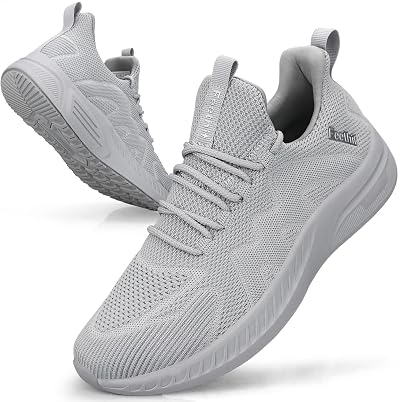 Feethit Men Running Shoes Breathable Lightweight Trainers Grey UK 6