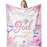 Taigzier Christian Gifts for Women, Inspirational Religious Birthday Gifts for Women, Catholic Spiritual Baptism Gift for Girls, I Am a Child of God Blanket, Christian Blanket with Bible Verse 60"X50"