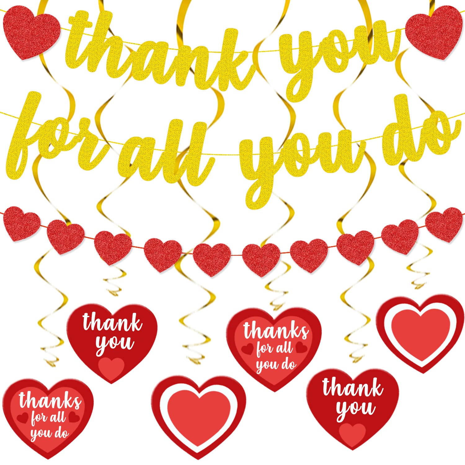 Thank You for All You Do Banner, Gold Glitter Thank You Teachers Banner ...