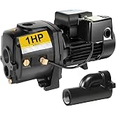 Acquaer Shallow/Deep Well Jet Pump, Cast Iron Convertible Pump with Ejector Kit, Well Depth Up to 25ft or 90ft, 115V/230V Dual Voltage, Automatic Pressure Switch