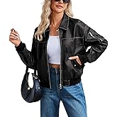 Tanming Womens Leather Jacket Fall Fashion Motorcycle Biker Bomber Jacket Zip Up Winter Coat Outerwear