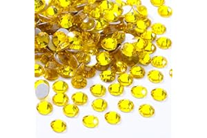 Meibite Citrine Flatback Rhinestones, Glass Rhinestones for Nail Art and Craft, Glue Fix, Loose Crystal Gemstones(Yellow, SS16, 1440pcs, 3.8-4.0mm)