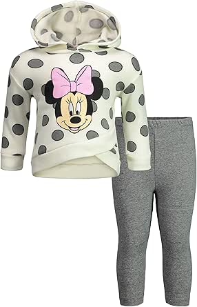 Disney Minnie Mouse Fleece Pullover Fleece Hoodie &amp; Leggings Set Cross front