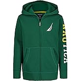 Nautica boys Long Sleeve Fleece Full Zip Hoodie, Comfortable, Relaxed Fit