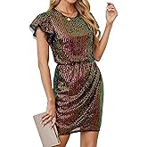 GRACE KARIN Women's Sparkly Sequin Dress Cap Sleeve Party Cocktail Holiday Dress Elegant Glitter Sparkly Dresses for Women