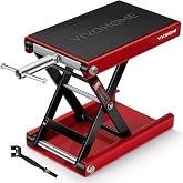 VIVOHOME 1100 LBS Motorcycle Lift Scissor Jack, Wide Deck Hoist Stand, Red | Height Adjustable Center Stand with Crank, Steel Lift for Cruiser, Dirt Bike, ATV