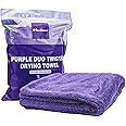 Maxshine 24”x36” Purple Duo Twisted Microfiber Towel (1200GSM) - Large Plush, Rinse-Free Double-Sided Microfiber Drying Towel for Cars