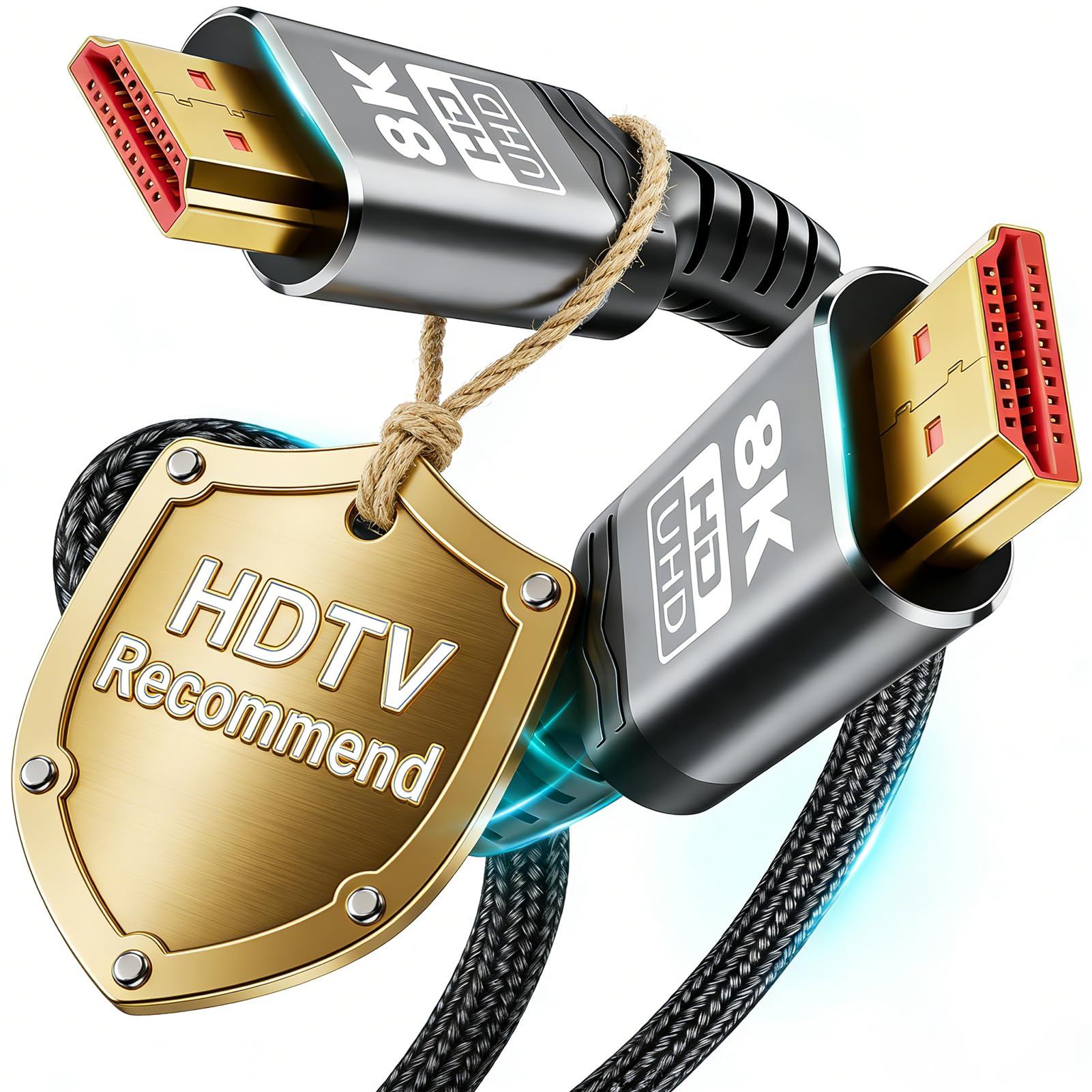 Photo 1 of ??? - ??? 10K 8K HDMI Cable 2.1, Ultra High Speed HDMI Cable Braided Cord, HDMI Cables 48Gbps (8K@60Hz 7680x4320, 4K@120Hz) Supports Dynamic HDR 10 eARC 3D, Dolby Atmos Compatible (20 Feet)