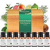 Dohale Essential Oils Set Acacia Wood Gift Box - Uplift, Energize, Refresh, Top 8 Aromatherapy Oils for Diffuser Hotel Scent Home Fragrance Candle Making Grapefruit, Peppermint & More 10ml