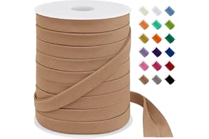 LEREATI Khaki Bias Tape Double Fold 1/2 Inch x 55 Yards, Polyester Fabric Seam Binding Tape for Sewing, Seaming, Hemming, Piping, Quilting, Upholstery Trim