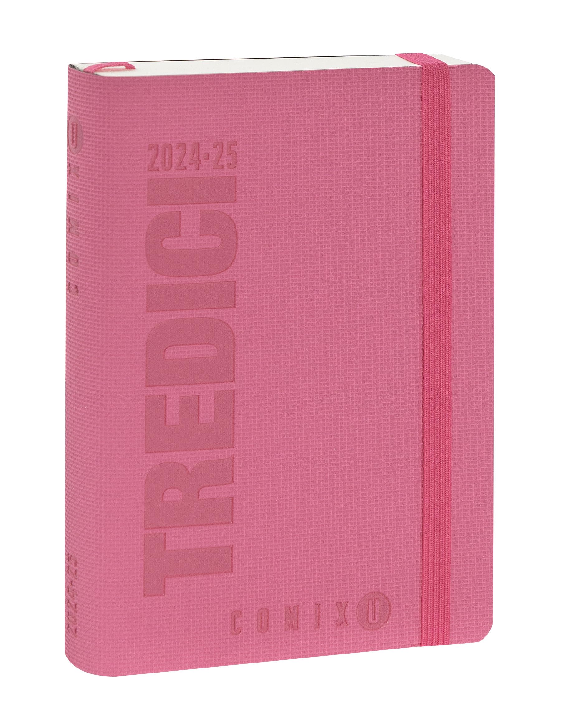 COMIX U YOURSELF 2024-2025 Mini Daily Diary, 13 Month Diary, with Soft PU Cover, Elastic, Expandable Pocket and 384 Pages, Ideal for School and University, 4.3 x 6 inches, Pink