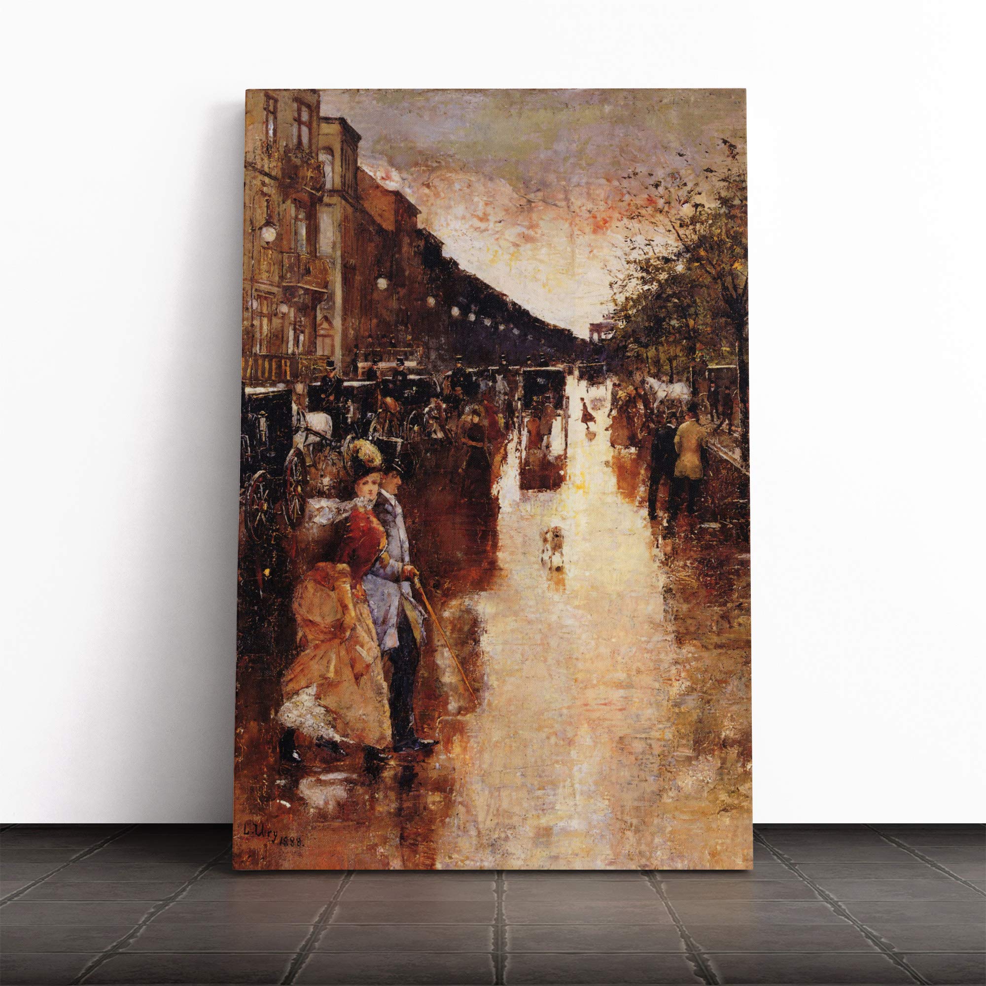 Lesser URY Berlin Street Canvas Print | Gallery Wrapped 30mm Frame Wall Art | 20x14 inches | Ready to Hang | Modern Cityscape Picture | Living Room Bedroom Lounge Office