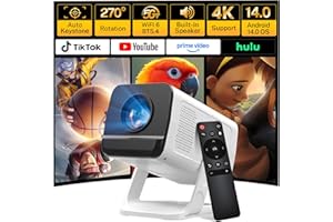Mini Portable Projector Projecteur Portatif for Bedroom with WiFi and Bluetooth 1080P 4K Support Smart Android 14 OS Auto Key