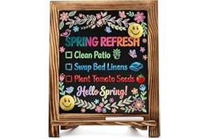 Rustic Chalkboard Sign, 15”x12” Standing Wood Framed Blackboard with Chalk Marker and Magnets, Magnetic Chalk Board Easel for