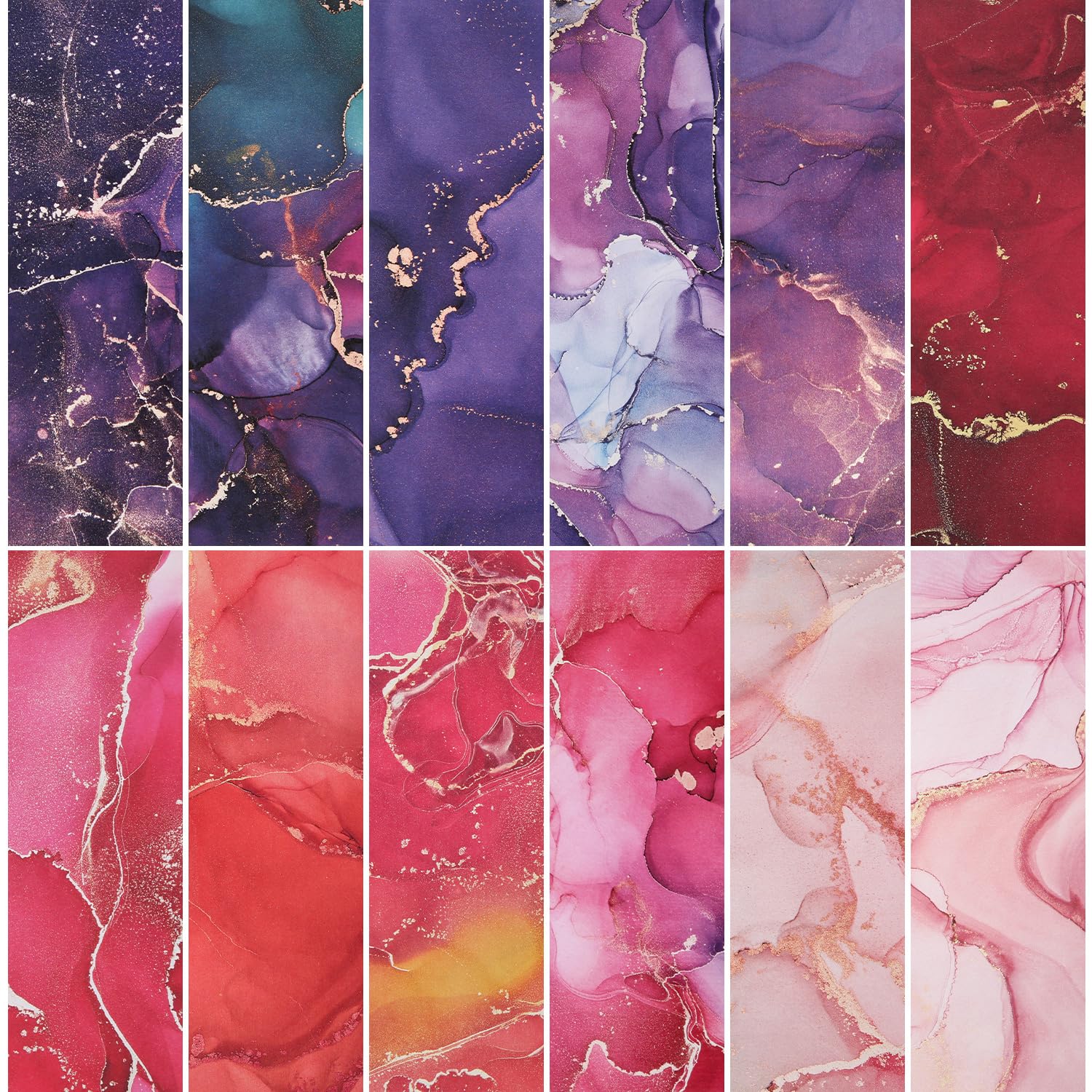 24pcs 6 x 6 Inch Marbled Scrapbook Paper, 12 Styles Aesthetic Paper Sheets Bronzing Design Single Sided Decorative Marble Pattern Paper Pad Craft Supplies for Card Making Scrapbooking Decor
