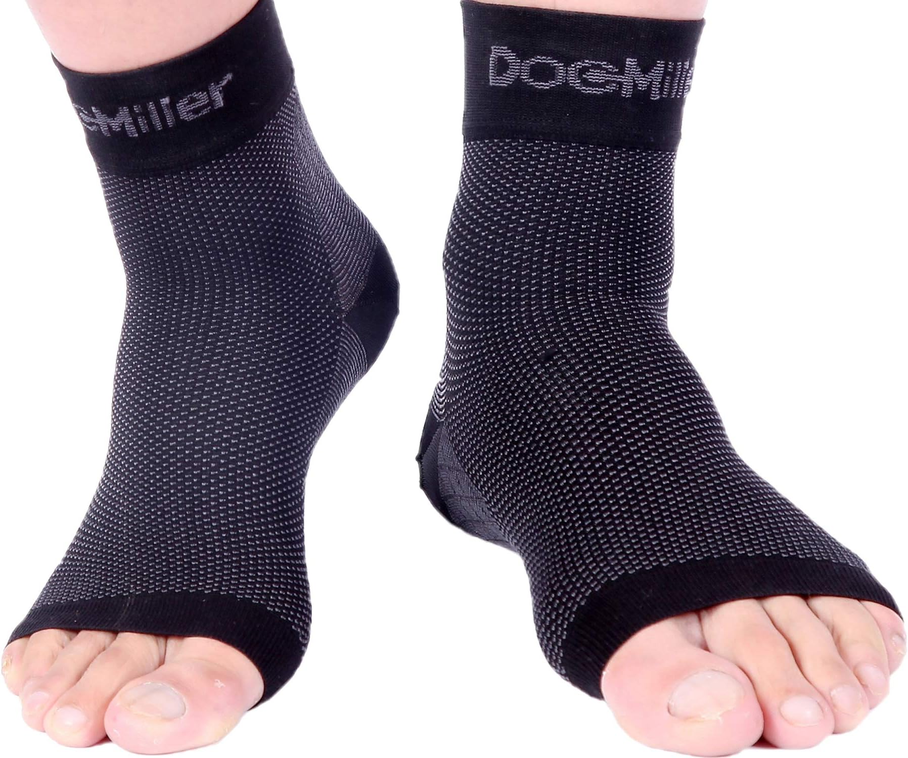 Doc Miller Plantar Fasciitis Compression Ankle Sleeve Anklet Socks for Aching Foot Heel Pain Relief Spurs Achilles Tendonitis Arch Support Eases Swelling Nerve Damage Medical Grade