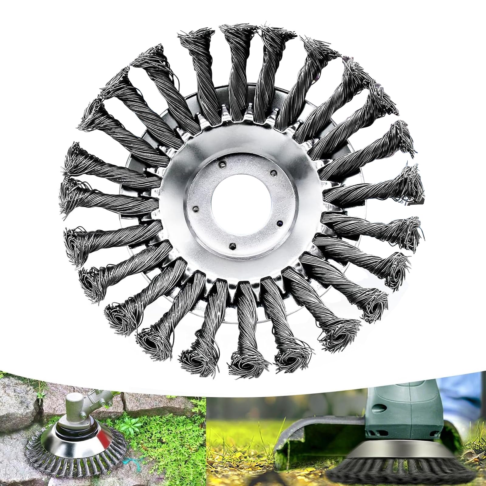 【草刈り業者監修】草刈り機 替え刃 ブラシヘッド　ワイヤーカッター　草刈機用チップソー　除草ホイール　雑草クリーニングツール ブラシカッター 【新規アップグレード】園芸／草刈り/苔取り用　【WANCHIY】(15CM) の商品画像