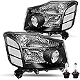 JSBOYAT Headlight Assembly Compatible with 2004-2015 Titan / 05-07 Armada OEM Replacement Headlamp Bulbs Included Passenger and Driver Side Black Housing with Clear Reflector