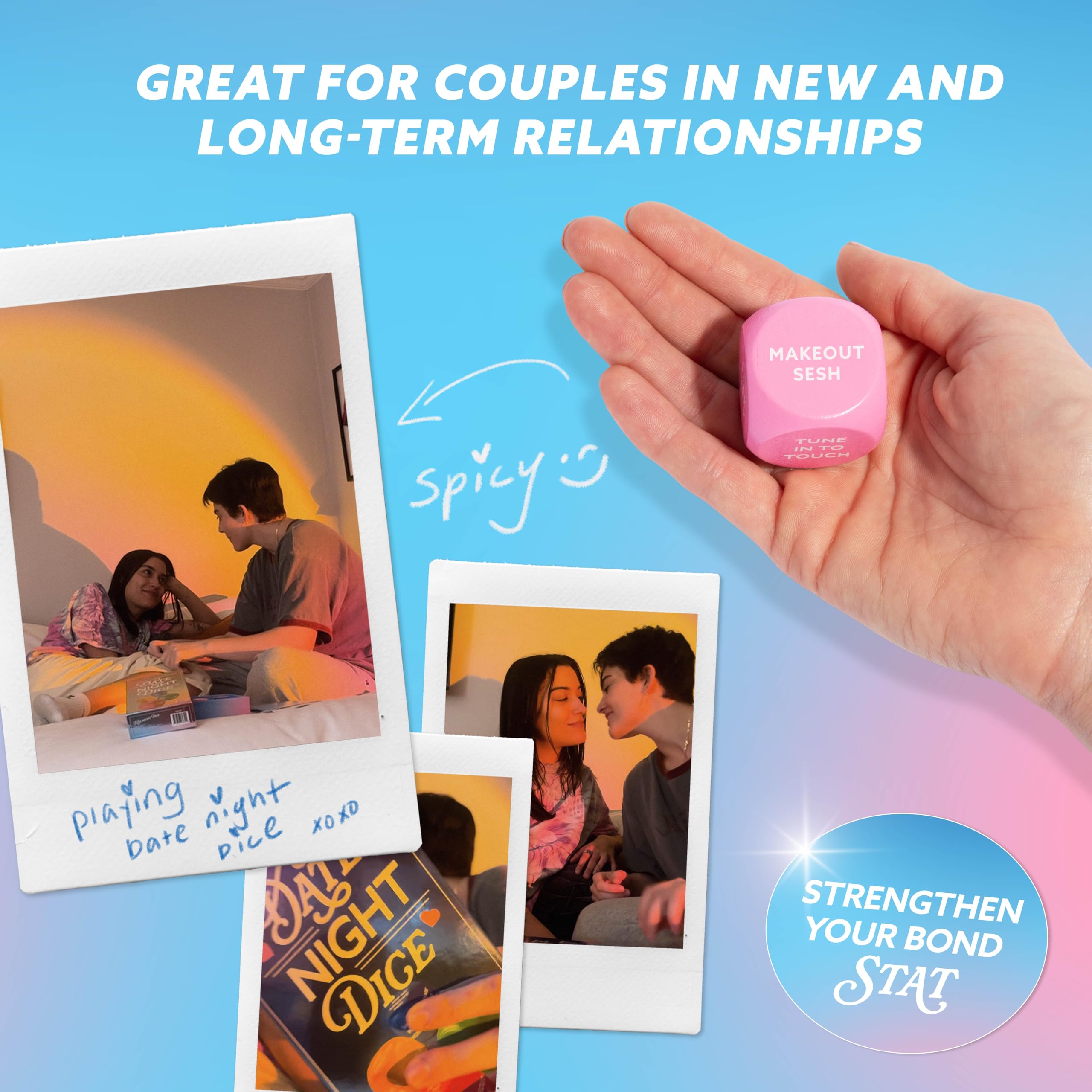Lets Get Deep Date Night Dice by Relatable, Roll for 200+ Unique Date Night Ideas, Gifts, and Wedding Gifts for Couples, Includes 4 Custom Dice and Instructions, Designed for Couples Ages 18+