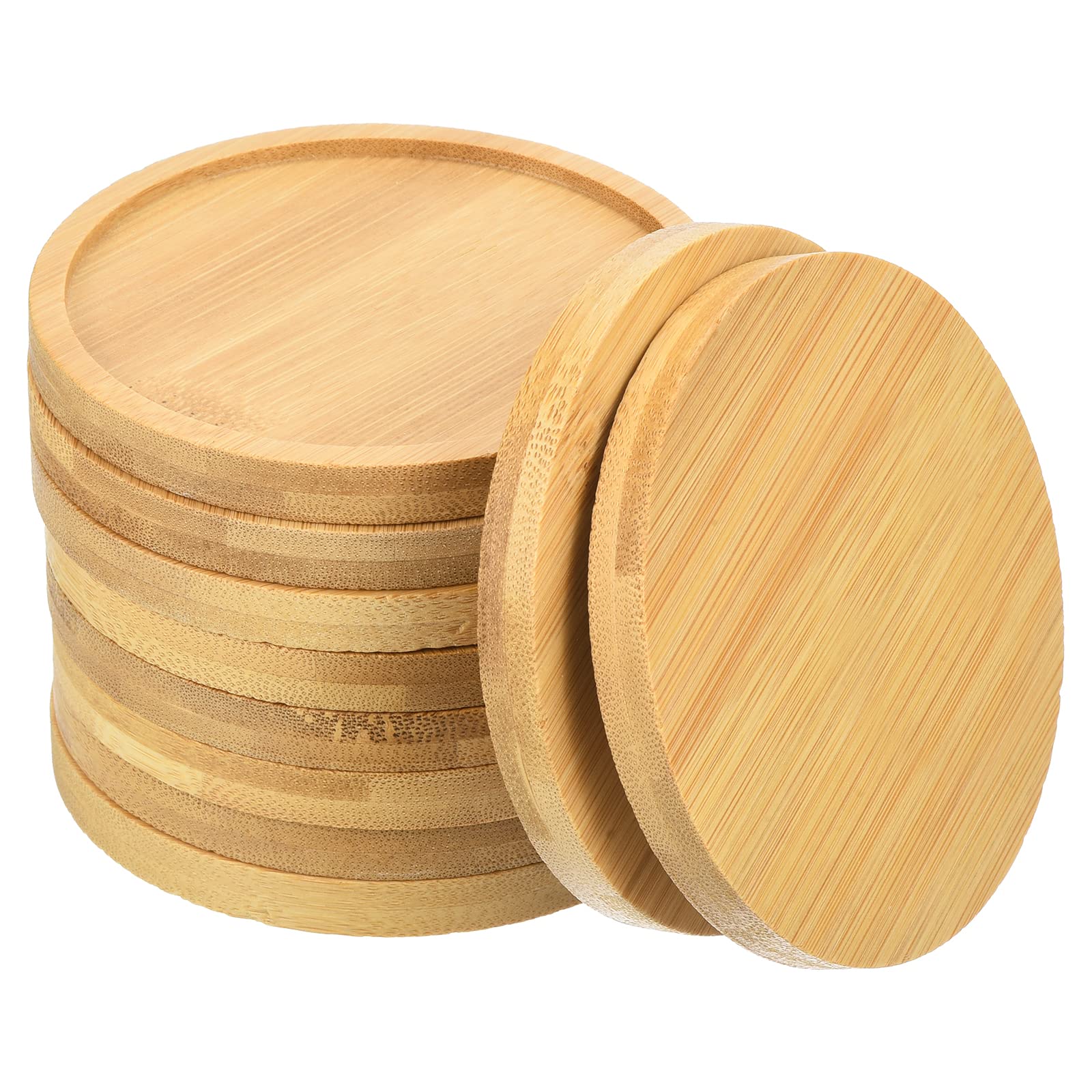 PATIKIL Plant Pot Saucer 3.7 Inch OD, 10 Pack Bamboo Round Flower Drip Tray for Home Indoor