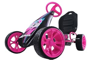 Hauck Sirocco - Racing Go Kart | Pedal Car | Low profile rubber tires | Pedal power auto-clutch free-ride | Adjustable seat - Pink, Large