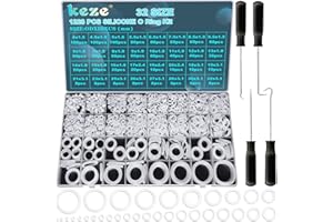 KEZE 1228 Pcs 32 Size Clear Food Grade Silicone O Rings Assortment Kit with Pick and Hook,White Heat Resistance VMQ Seal O Ring Set Metric OD:4-32mm