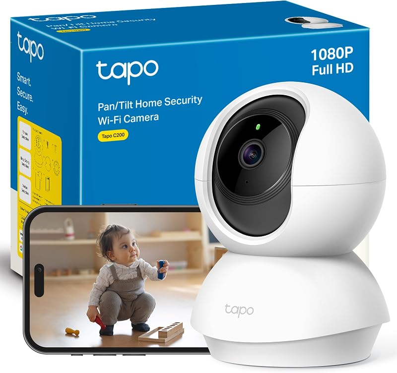 Tp-link tapo c200 - wifi câmera ip câmera de vigilância 360° fhd 1080p, visão noturna, notificações em tempo real, suporta cartão sd, detecção de movimento, controle remoto, compatível com alexa