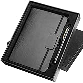 Kesote College Ruled Hardcover Executive Writing Notebook Gift Set - A5 Lined Journal with Pen & Gift Box, 200 Pages, 8.3" x 5.8" Faux Leather, Black