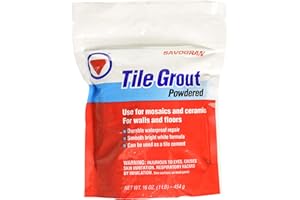Savogran Tile Grout - 1lb Bag of Bright White Grout Powder Mix for Tile Installation & Repair - Durable Waterproof Grout for Pools, Tubs, Showers, Sinks - Ceramic & Mosaic Unsanded Powdered Grout