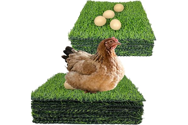 Neehows 8 Pack Chicken Nesting Pads for Chicken Coop, 12"x12" Reusable Plastic Artificial Grass Nesting Box Pads Washable Lay