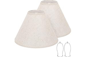 SEASIDE VILLAGE Empire Lamp Shades Set of 2, 6" Top x 16" Bottom x 10.8" High, Large Beige Lamp Shades for Table Lamps Floor Lamps, Natural Linen Lampshades Replacement, Spider, Harp Holders Included, Easy Assembly