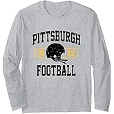 Pittsburgh Football Athletic Vintage Sports Team Fan Gift Long Sleeve T-Shirt