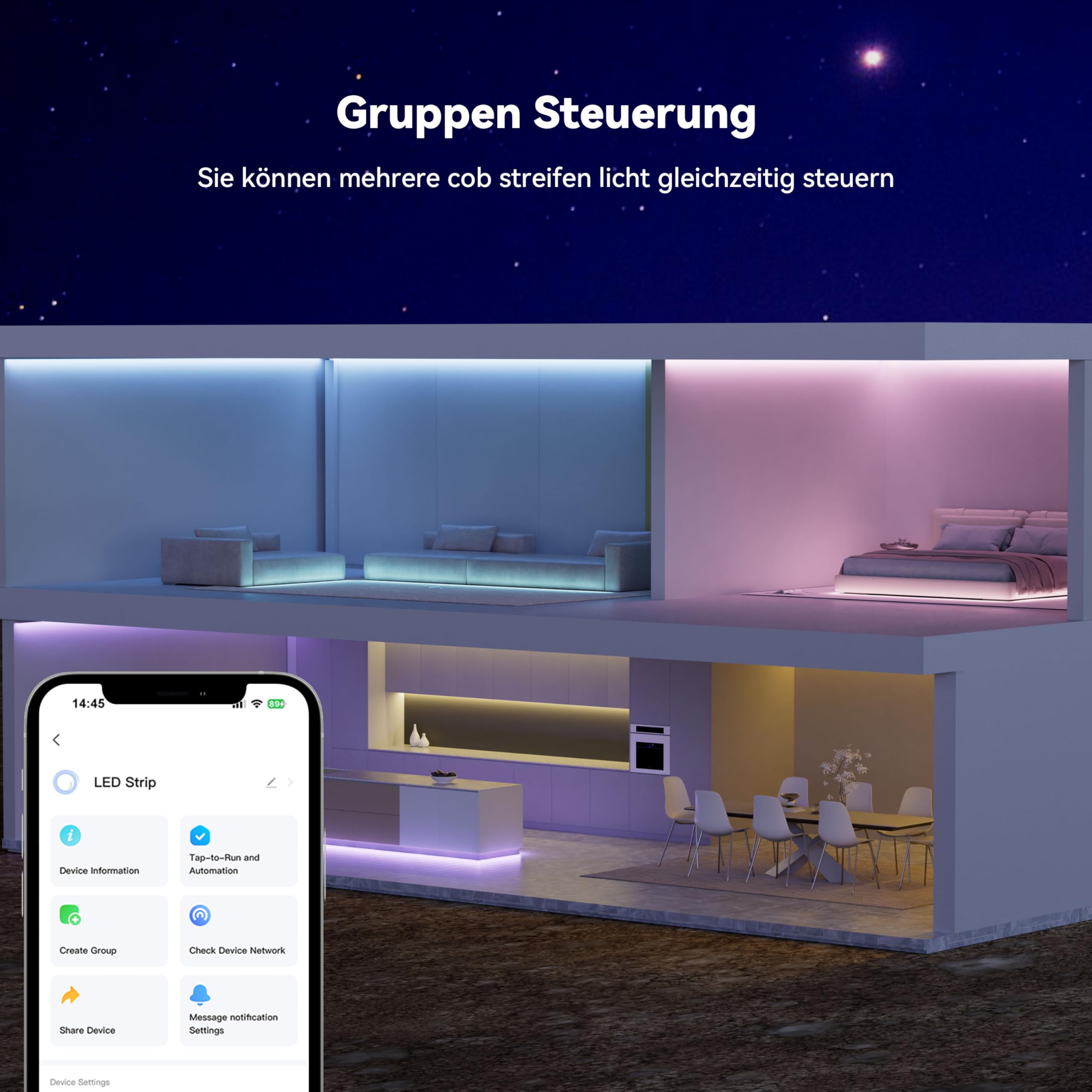 PAUTIX COB LED Streifen RGB 10M,Dimmbares 24V RGB LED Strip Light Selbstklebend,WIFI Funktioniert mit Alexa/Google Assistant/Tuya Farbe Wechselndes LED Band für Spielzimmer,Party DIY Dekoration 5