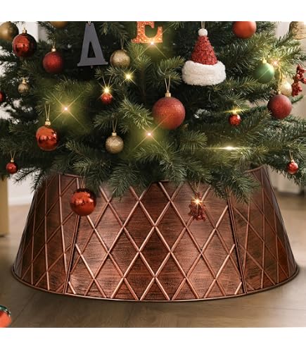 thumbnail image 2 of Home 4 Panel Christmas Tree Collar - Gold Galvanized Decor 2 of 9