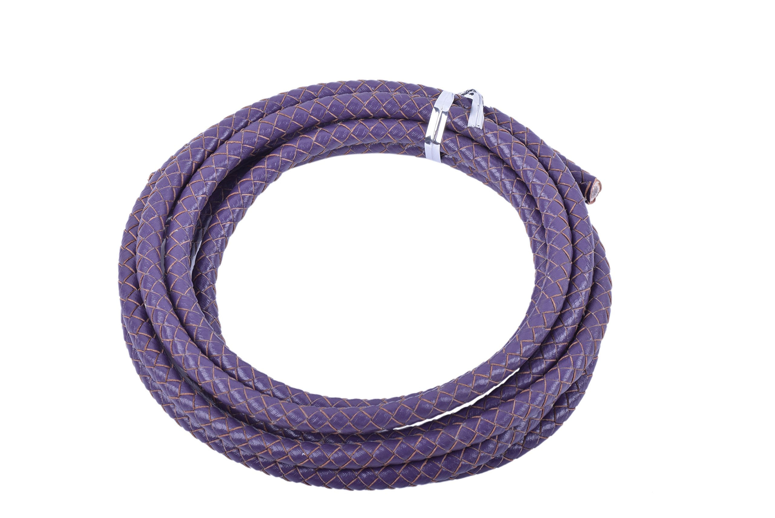 KONMAY 1.8Meters Purple 6 mm Round Braided Genuine Bolo Leather Cord for Jewelry and Craft Designs (6.0mm, Purple)…