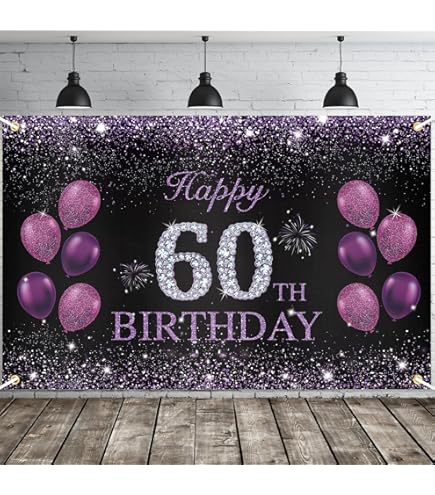 PAKBOOM Happy 60th Birthday Backdrop Banner - 60 Birthday Party