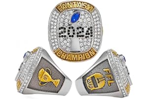 HuangouSA 2024 Fantasy Football Championship Ring with Wooden Box League Champion Trophy Rings Premium Award for Winner
