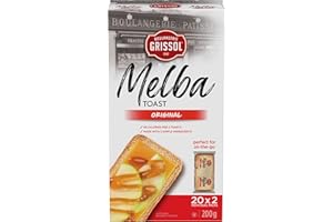 Boulangerie Grissol Melba Toast, Original Lunch Box Packs - Savoury, Light and Crispy Snack for at Home or On The Go 200g Uni