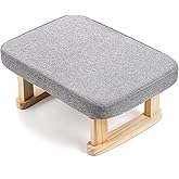 Lawei Small Footstool Ottoman, Rectangle Fabric Foot Stool Rest with Wooden Legs and Non-Slip Soft Padding, Modern Footstools