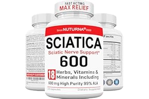 NUTURNA Sciatica Supplement with 600 mg Alpha Lipoic Acid - Maximum Strength ALA Sciatic Nerve Support for Feet, Hands, Fingers, and Legs - Ultra Potent 18-in-1 Natural Nerve Vitamins - 120 Capsules