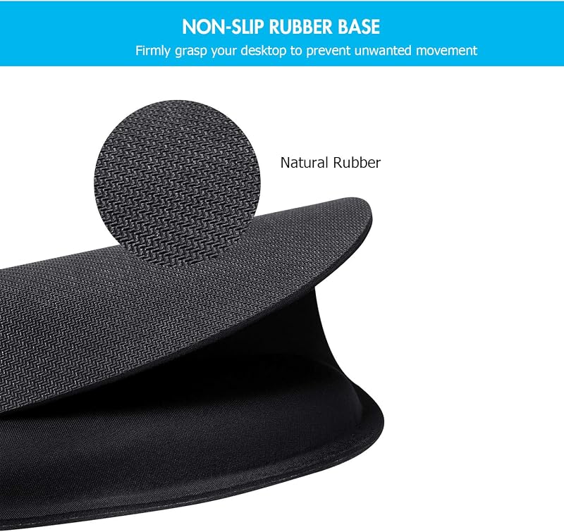 Tappetino per mouse in gel con palmo, ergonomico, per computer e laptop (scuro)