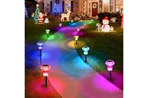 Priddop Solar Christmas Lights Outdoor Pathway Waterproof 8 Pack Color Changing LED Acrylic Mushroom Decorative Garden Lights for Yard Landscape Patio Outside Christmas Decorations Outdoor
