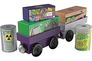Zany Trains Series 1 - Wooden Train Set with Cargo - Compatible with All Wooden Train Sets - Wooden Train Cars (Quirky Cargo)