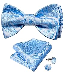 DiBanGu Sky Blue Bow Ties for Men Self Tie Bow Tie