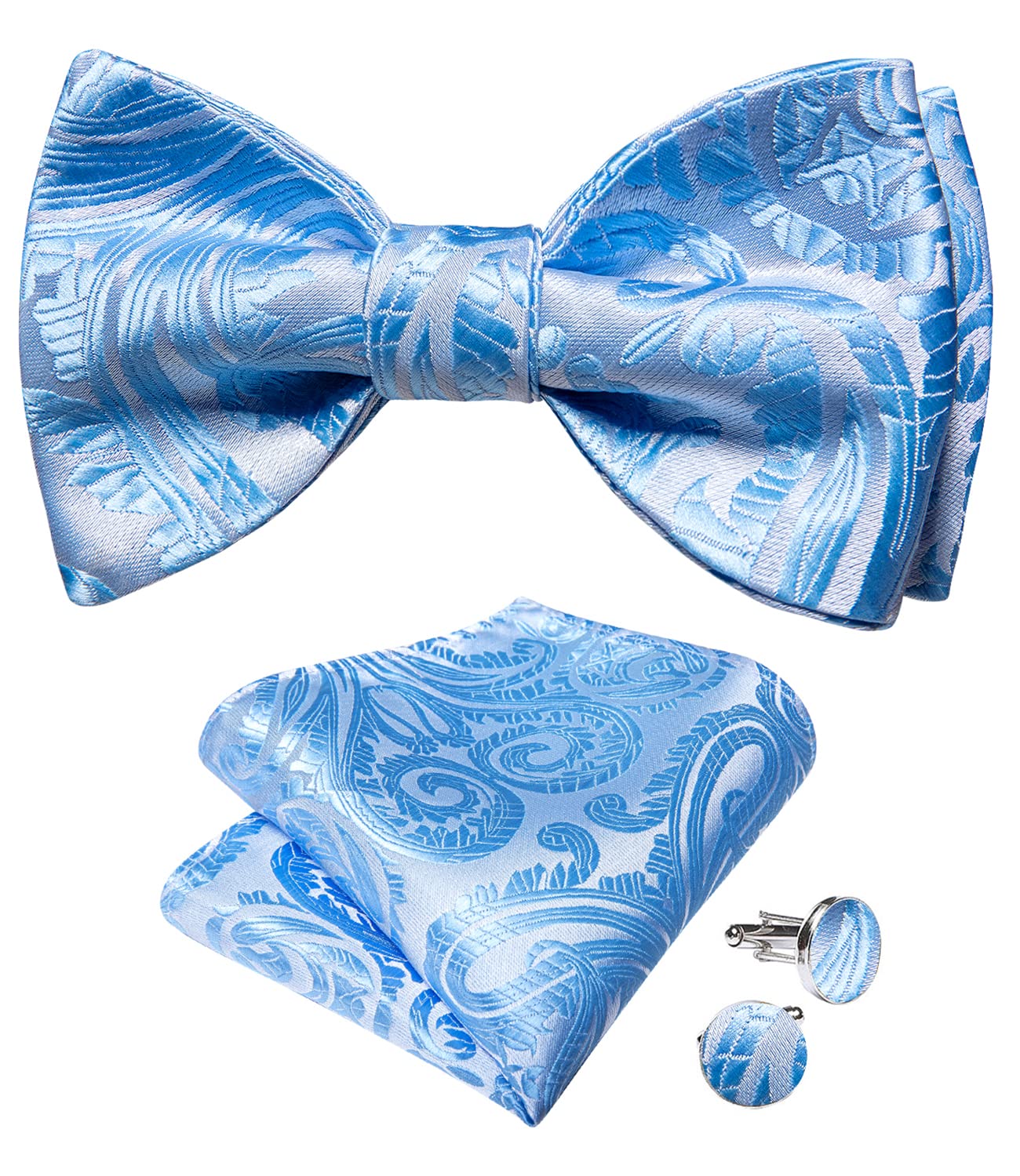 DiBanGu Sky Blue Bow Ties for Men Self Tie Bow Tie