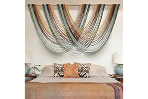 Flber Macrame Wall Hanging Boho Wall Decor Yarn Wall Art Tapestry Bedroom Living Room Nursery Apartment Home Decor 57" W x 31" L
