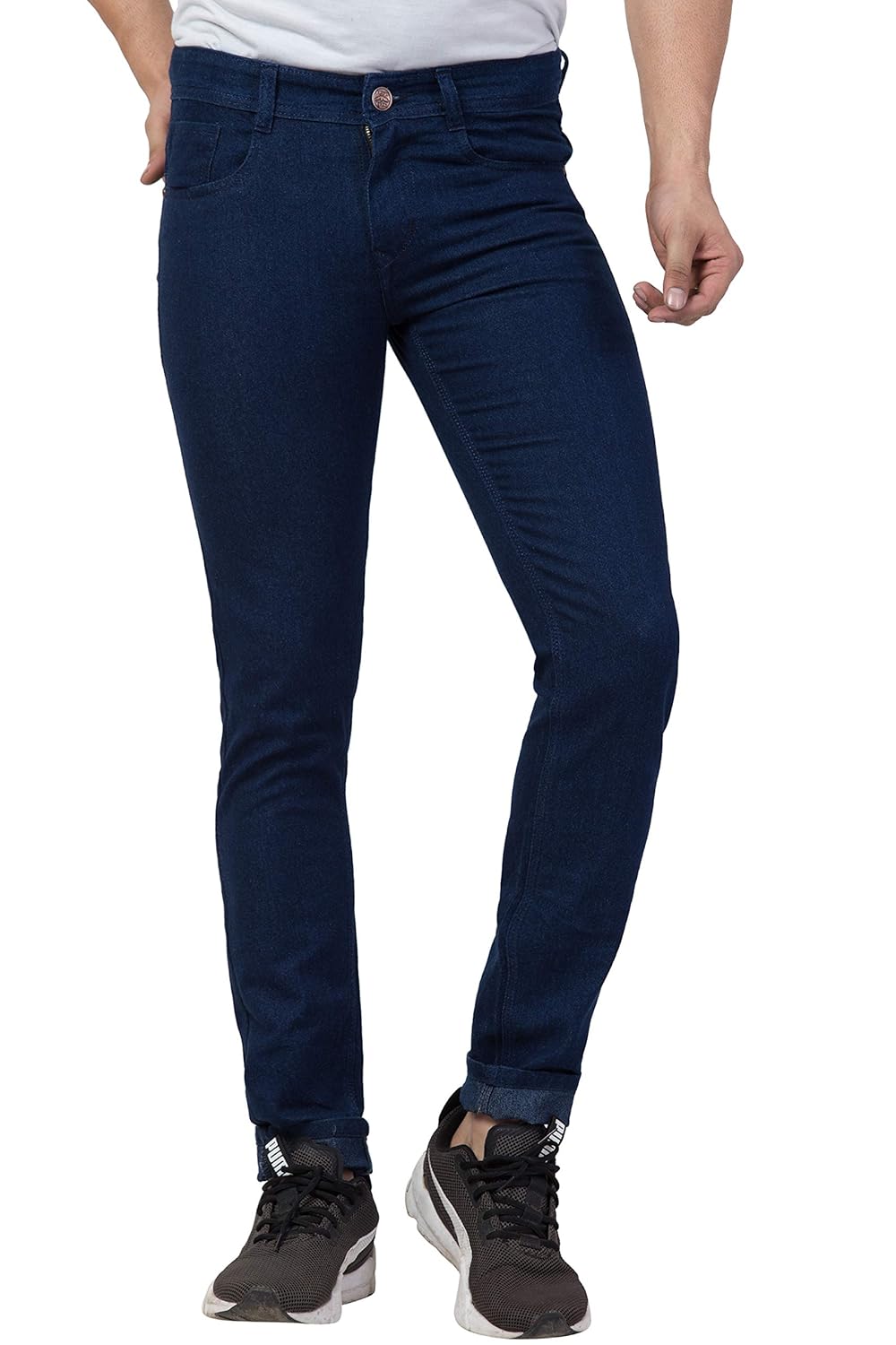 Buy WHATON Slim Fit Poly Cotton Jeans for Men (W0007PlaniRB, Pack of