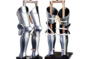 Queen Armour 16 Gauge Medieval LARP Armor Leg Guard Steel Greaves Halloween Costume (1.5 mm), Silver, Large