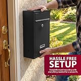ZENO Wall Mounted Letter Box Black Secure Mailbox 2 Keys Nameplate view 7